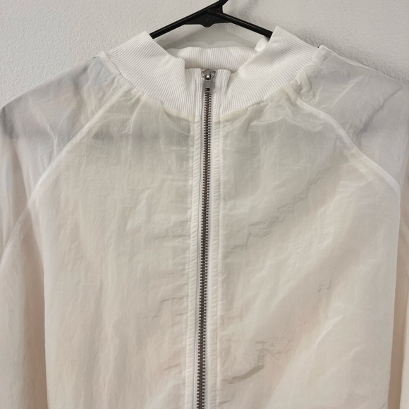 Revolve Tennis Club Athleisure White Zip Up Jacket Pink Green Stripe Size XL - Picture 6 of 16